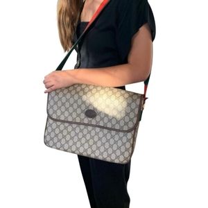 Authentic Vintage Gucci Interlocking Monogram Supreme Sherry Web Laptop Shoulder